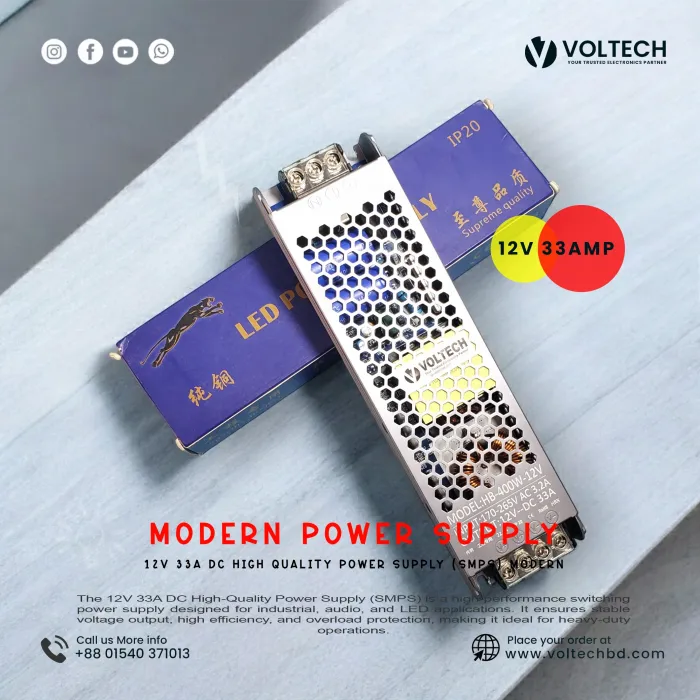 12V 33A DC High-Quality Power Supply (SMPS) – Reliable & Efficient | Voltech Electronics